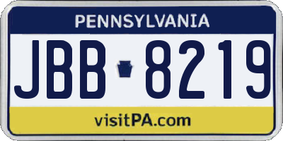 PA license plate JBB8219