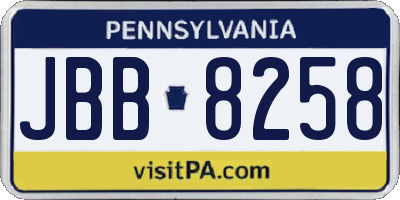 PA license plate JBB8258