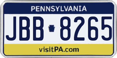 PA license plate JBB8265
