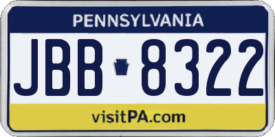 PA license plate JBB8322
