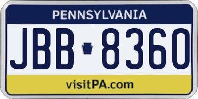 PA license plate JBB8360