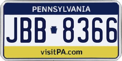PA license plate JBB8366