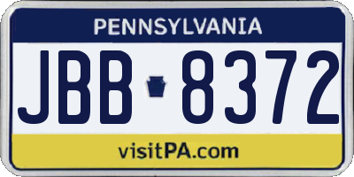 PA license plate JBB8372