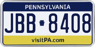 PA license plate JBB8408
