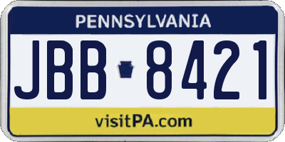 PA license plate JBB8421