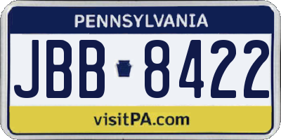 PA license plate JBB8422