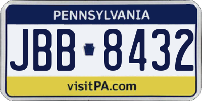 PA license plate JBB8432