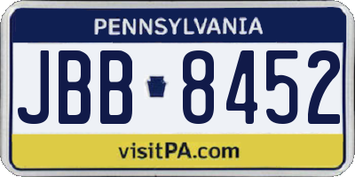 PA license plate JBB8452