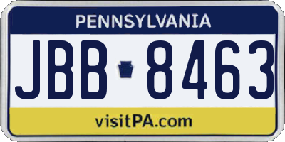 PA license plate JBB8463