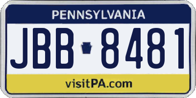 PA license plate JBB8481