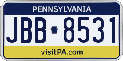 PA license plate JBB8531