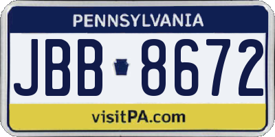 PA license plate JBB8672