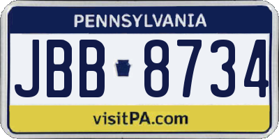 PA license plate JBB8734