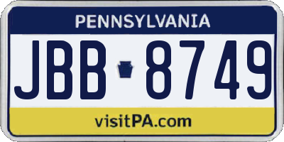PA license plate JBB8749