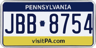 PA license plate JBB8754
