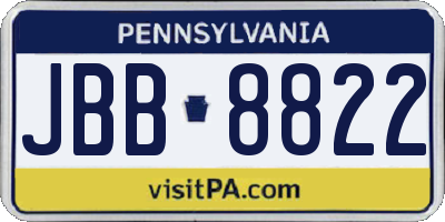 PA license plate JBB8822