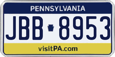 PA license plate JBB8953