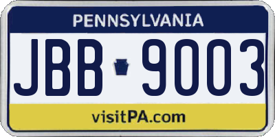 PA license plate JBB9003