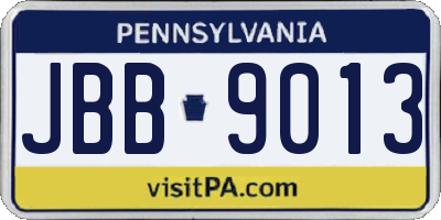 PA license plate JBB9013