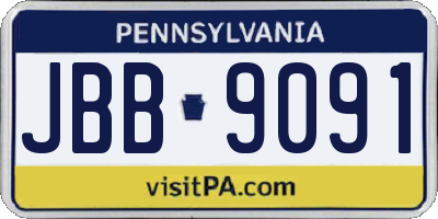 PA license plate JBB9091