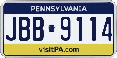 PA license plate JBB9114