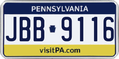 PA license plate JBB9116