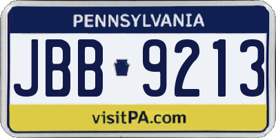 PA license plate JBB9213