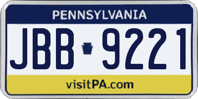 PA license plate JBB9221