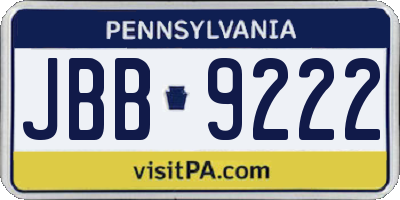 PA license plate JBB9222