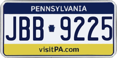 PA license plate JBB9225