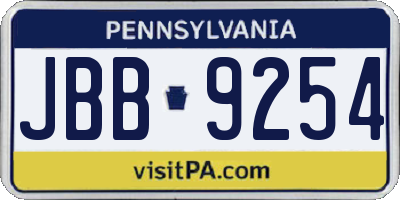 PA license plate JBB9254