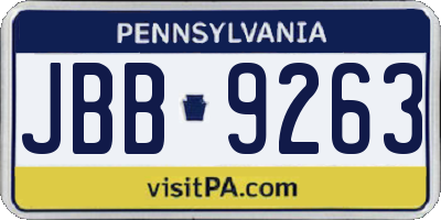 PA license plate JBB9263