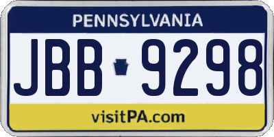 PA license plate JBB9298