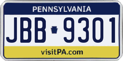 PA license plate JBB9301