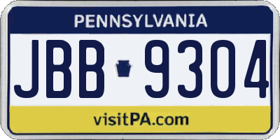 PA license plate JBB9304