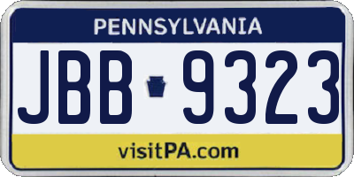 PA license plate JBB9323