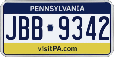 PA license plate JBB9342