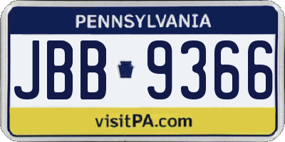 PA license plate JBB9366