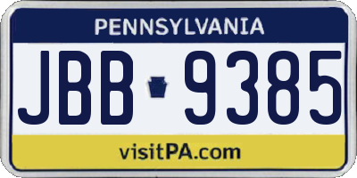 PA license plate JBB9385