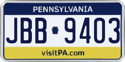 PA license plate JBB9403
