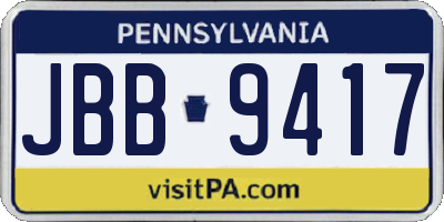 PA license plate JBB9417
