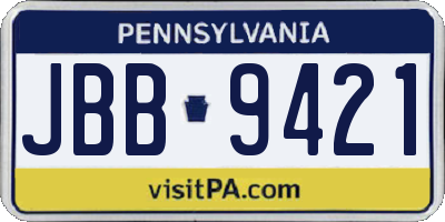 PA license plate JBB9421