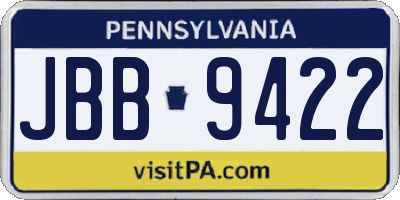 PA license plate JBB9422