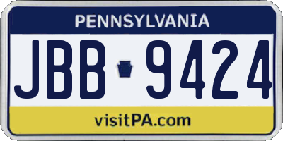PA license plate JBB9424