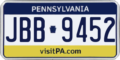 PA license plate JBB9452