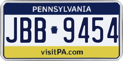PA license plate JBB9454