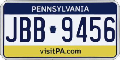 PA license plate JBB9456