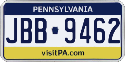 PA license plate JBB9462