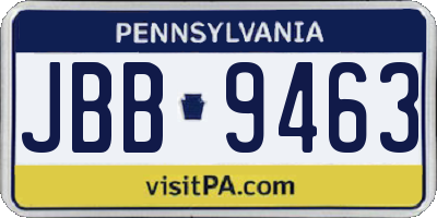 PA license plate JBB9463