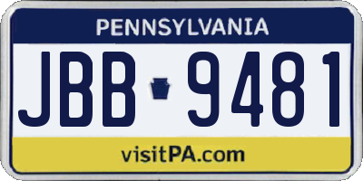 PA license plate JBB9481